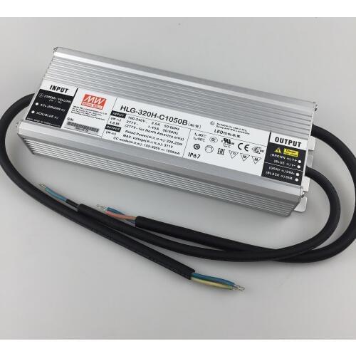 Dimmable Meanwell 320w LED Driver HLG-320H-C1050B Constant Current waterproof power supply for 8pcs cree Cob cxb3590