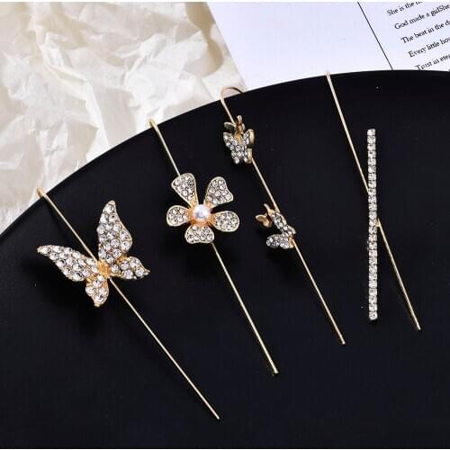Spring Series Butterfly Stud Earrings Ear Bone Clip Niche Wind Piercing Ear Hook Climbing Car Hook Female Wedding Jewelry Gift