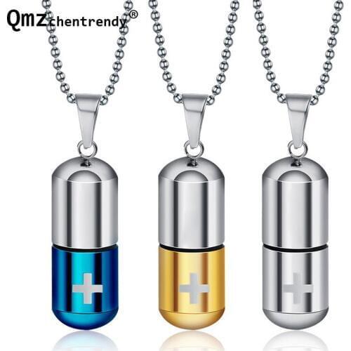 Stainless Steel Pill Jewelry Cylinder Ashes Capsule Pendant Urn Necklace Memorial Keepsake Cremation For Men Women waterproof