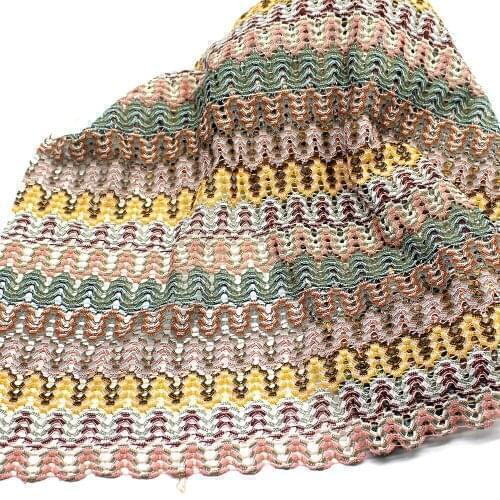 1 Yard Knitting Mesh Lace Fabrics Wave Striped Zig Zag Flame Fabric Soft Mesh Dress Fabric Floral 150cm