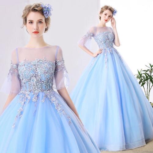 100%real light blue 18th century vintage medieval dress princess Renaissance Gown queen Victorian /Marie/ Belle Ball/ball gown