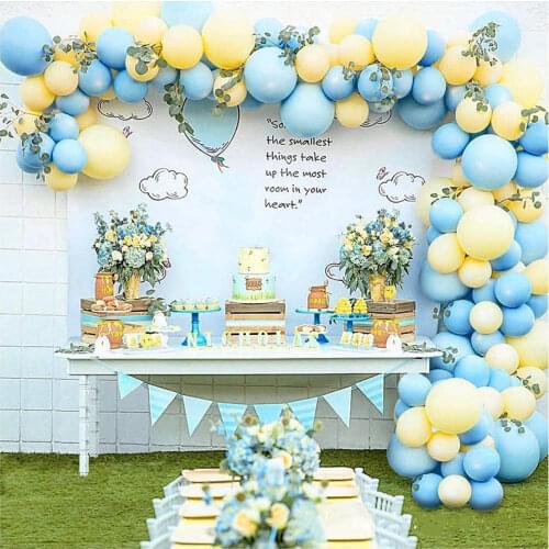 133 pcs/set Macaron Blue Yellow Pastel Balloons Arch Set Baby Shower Birthday Wedding Party Balloon Background Decor Supplies