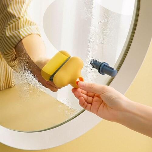 2-In-1 Defogging Cleaning Brush Wall Mounted Glass Cleaner Mirror Wiper Cleaning Tools