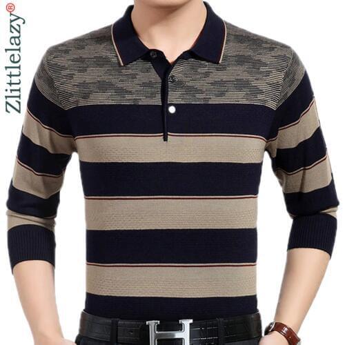 2020 New Designer Brand Long Sleeve Slim Fit Polo Shirt Men Casual Jersey Thick Striped Mens Polos Winter Warm Tee Shirt 41295