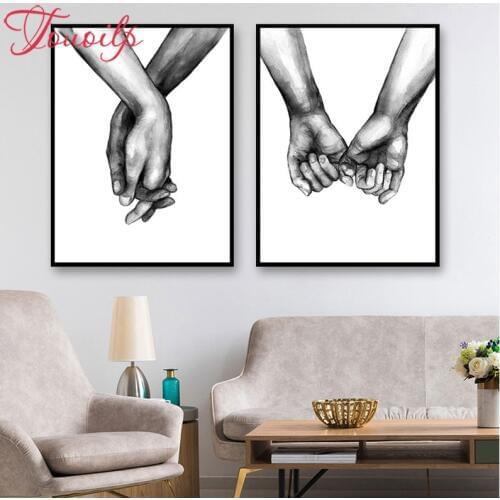 2pcs DIY diamond Embroidery 5D diamond painting Black And White Holding Hands Cross stitch kit Needlework set embroidery diamond