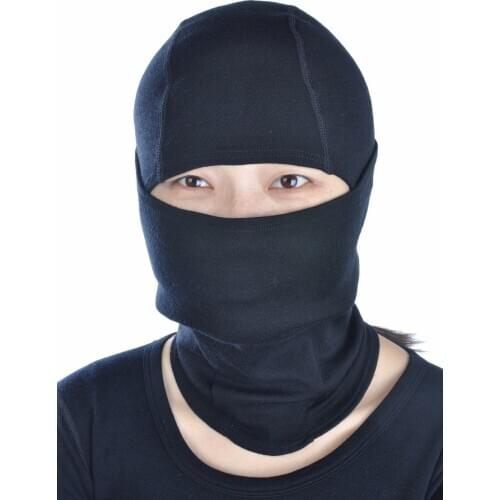 Unisex Men Women 100% Merino Wool Skiing Wind River Balaclava Beanies Hat Head Ears Mouth Thermal Warm Black Firstlite Style