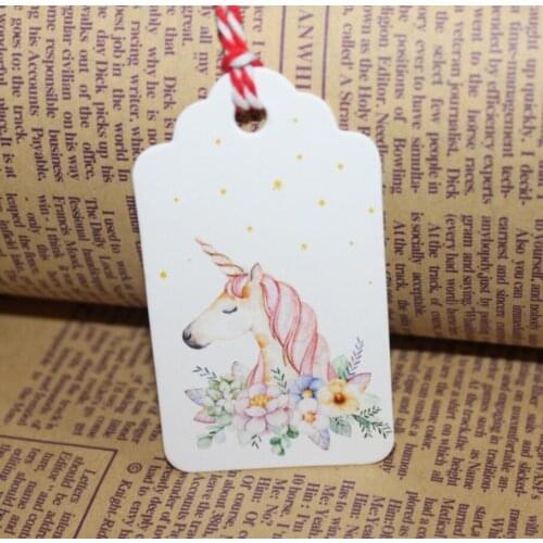 White Kraft Party Tags Handmade Unicorn Flamingos Crafts Hang Tag Labels Paper Tags Christmas Birthday Wedding Gift Decorations
