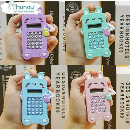 Calculator Keychain Creative Anime Mini Pendant Key chain Accessories Portable Student Computer Labyrinth Keychain Friends Gift