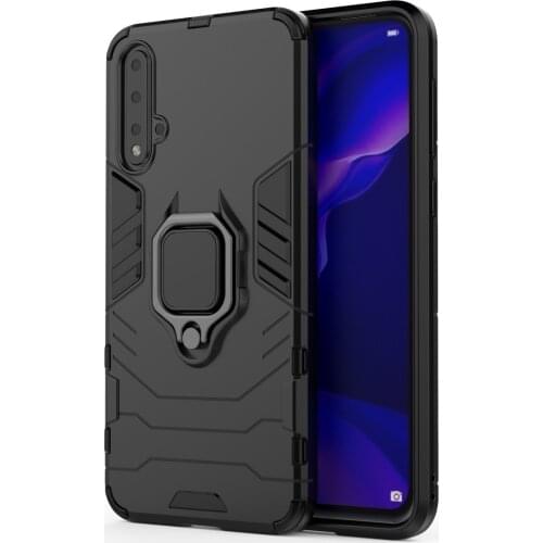 Armor Shockproof Ring Holder Case For Huawei Nova5 Hard PC Soft TPU Hybrid Rugged Back Cover