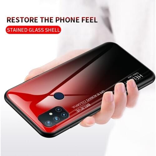 MAKAVO For Oneplus Nord N10 5G Case Cover Luxury Gradient Tempered Glass One Plus Nord 10 Cases For Fundas