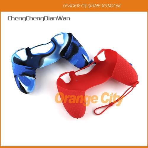 ChengChengDianWan 10pcs/lot Non-slip Silicone Cover Case for ps4 controller case with wrist for Play Station 4 PS4 Controller