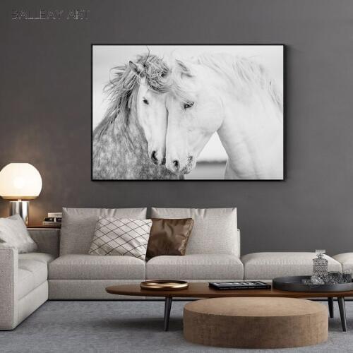 Black and White Horse Canvas Art Animals Wall Art Poster Pictures For Living Room Home Decor Wall Canvas Print Wall Painting