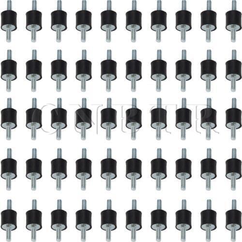 CNBTR 15x15mm M5 Black Rubber Double Ends Screw Anti-Vibration Silentblock For Welding Machine Pack of 50