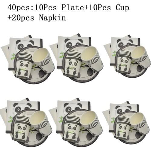 Cartoon Panda Theme Birthday Party Decorations Disposable Tableware Sets Plate Napkin Panda Party Balloon Baby Shower Favors