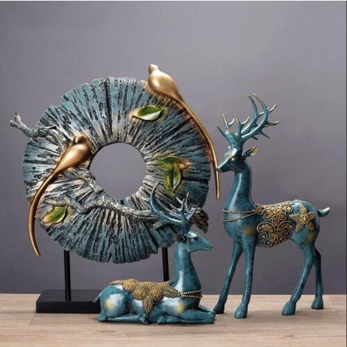 American Resin Deer Figurines Crafts Home Livingroom Table Furnishing Decoartion Hotel Office Desktop Accessories Decoartion Art