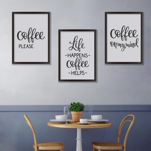 Coffee Quote Canvas Painting Coffee Art Print Wall Pictures For Kitchen Restaurant Office Home Decoration