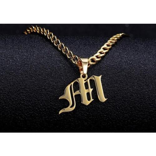 Fashion Gothic Style Mill Chain Custom Old English Pendant Necklace For Women Men Stainless Steel Gold Choker Jewelry Best Gifts