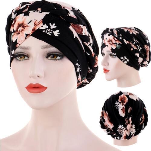 Fashion print muslim turban bonnet for women islamic inner hijab caps Arab wrap head hijabs femme musulman turbante mujer