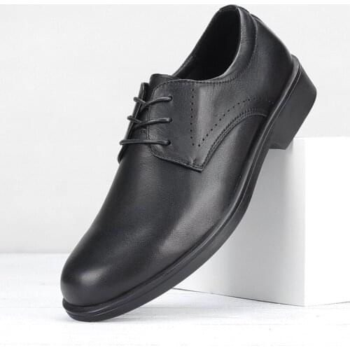 Autumn New Mens Genuine Leather Business Wear-Resistant Shoes Breathable Mens Lace-up Casual Soft Bottom Footwear M6616