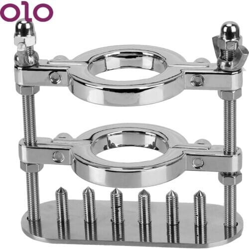 OLO Male Chastity Scrotum Stimulation Lock Sex Toys For Men Metal Spike Penis Ring Clamp Training Device Testicle Clamp
