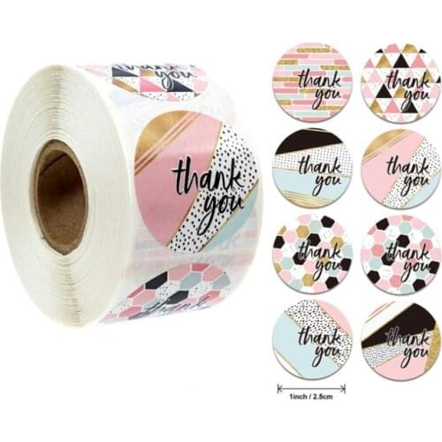 500pcs/roll Solid geometry combination sealing sticker thanks to color sealing sticker 8 choices Gift stickers