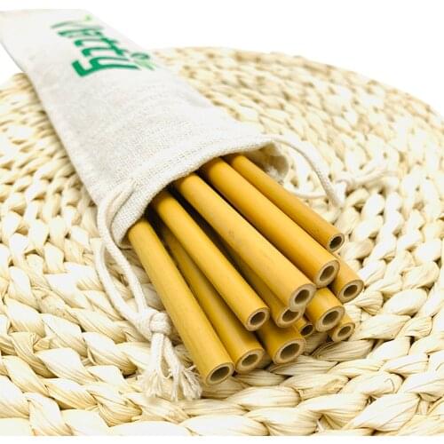 Natural Bamboo Drinking Straw Biodegradable Bamboo Straws Reusable Straw Travelling Set with Cleaning Brush Sugar Cane straw