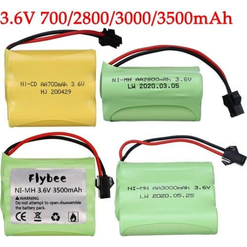 3.6V 700mah 2800mah 3000mah 3500mah AA NIMH Battery Pack For RC Toy Car tanks Trucks Trains Boats gun parts 3.6V NICD Battery