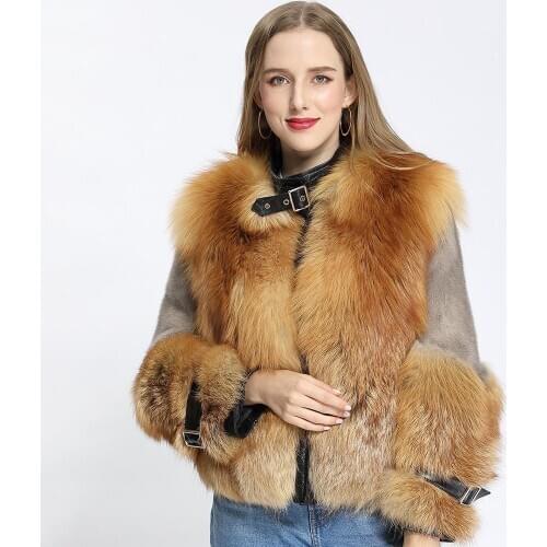 New Arrival Women Winter Clothes Real Red Fox Fur Coat Natural Fox Fur Jacket Hot Sale Big Fur Long Sleeve