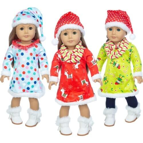 New Christmas Dress+hat fits for American18" girl doll alexander doll best gift