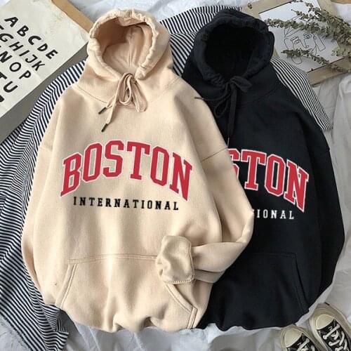 NEW Sweatshirts velvet winter Womens Brooklyn Letter printing Hooded Female Nice Cotton Thicken Warm Hoodies Lady Autumn Tops