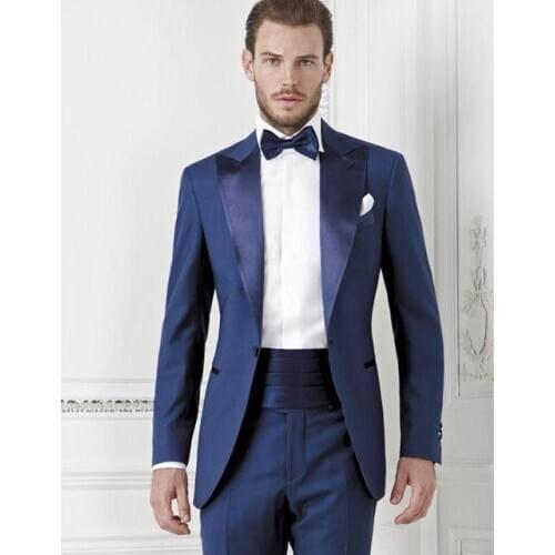 New Classic Design Mens Dinner Party Prom Suits Groom Tuxedos Groomsmen Wedding Blazer Suits (Jacket+Pants+Bow Tie)