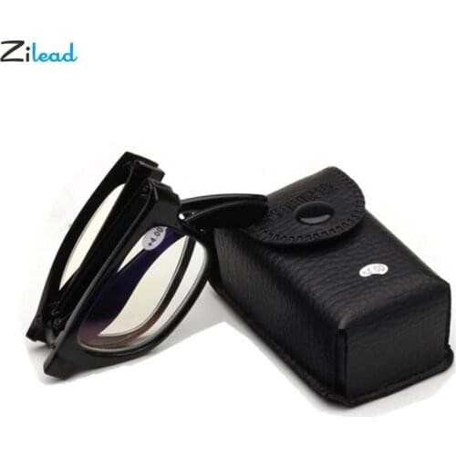 Zilead Blue Light Blocking Reading Glasses Retro Square Folding Portable Women Men Presbyopia Eyewear Black Frame Glasses+1~+4