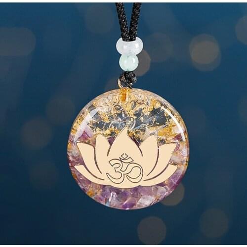 Orgonite Pendant Om Symbol Necklace Chakra Healing Energy Necklace Meditation Jewelry Handmade Professional Dropshipping