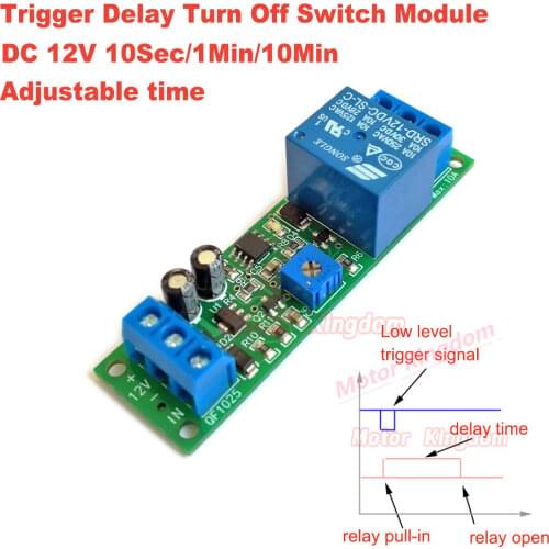 DC 12V Switch Signal Trigger Adjustable 0-10S/60S/10M Seconds Minute delay time Turn Off ON Timer Control Relay Switch Module