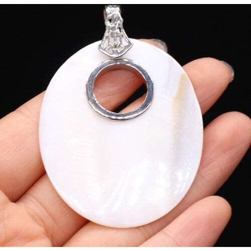 Natural Sea Shell Pendants Oval Mother of Pearl Shell Charms for Fashion Necklace Jewelry Making Gifts Supplies