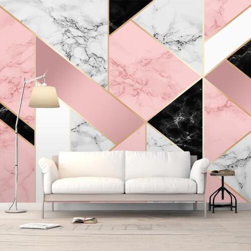 Custom 3D Photo Wallpaper Mural Modern Pink Marble Pattern Abstract Geometric Living Room TV Background Wall Paper Home Decor