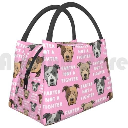 Portable Insulation Bag Farter Not A Fighter-Cute Pit Bull Lovers-Pink Not A Fighter Pit Bulls Pit Bull