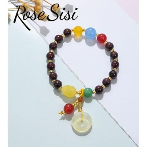Rose sisi Chinese classical style ethnic style elastic rope handmade bracelet on hand womens bracelet for women present Jewelry