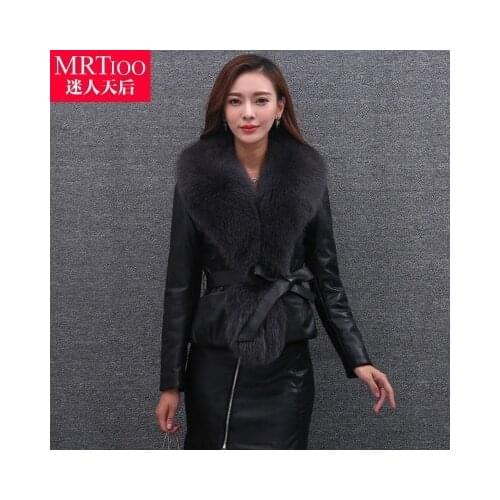 Real shot Europe and United States large size explosion of short female imitation fox fur collar fur coat winter new PU fur coat