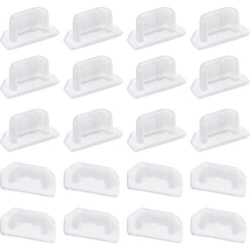 Uxcell 20pcs Silicone Micro USB Cap Port Cover Anti Dust Protector 6.5mmx2.3mm Clear
