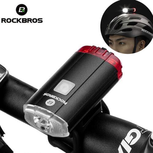 ROCKBROS Bicycle Front Rear Light Helmet Top Safe Light 100 LM Rechargeable Bike Headlight Waterproof Two Way Lights Flashlight