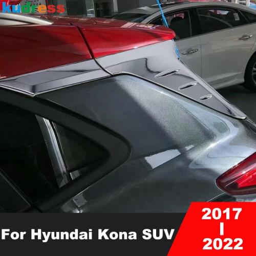 For Hyundai Kona 2017 2018 2019 2020 SUV Carbon Fiber Rear Window Spoiler Cover Trim Triangle Garnish Molding Car Accessories