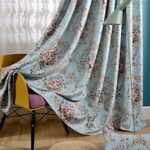 Beautiful Floral Printed Blackout Curtains for Living Room Bedroom High Shading Window Drapes Custom Made
