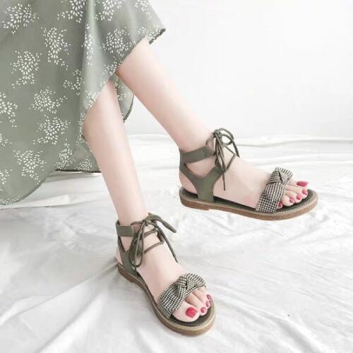 Sandals Womens Flat Shoes Bow 2019 Summer New Student Tide Wild Harajuku Style Ins Net Red Shoes