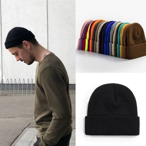 Winter Warm Knitted Hats For Wen Solid Color Unisex Elastic Cap Skullies Beanies Women Hat Bonnet