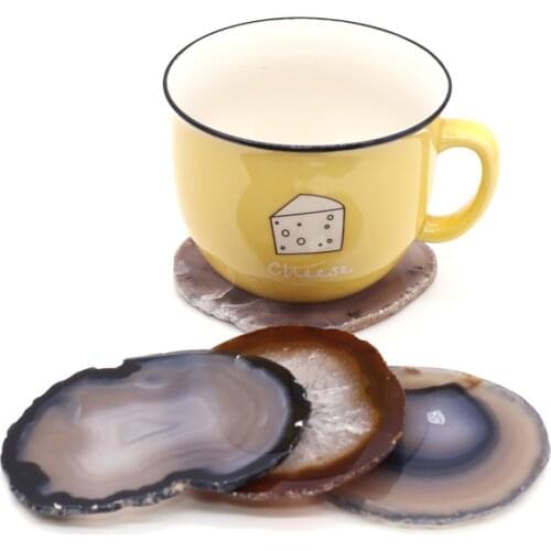 1Pcs Fashion Agater Slice Coaster Teacup Tray Decorative Design Stone Coasters Home Decor Gemstone Coaster Wholesale