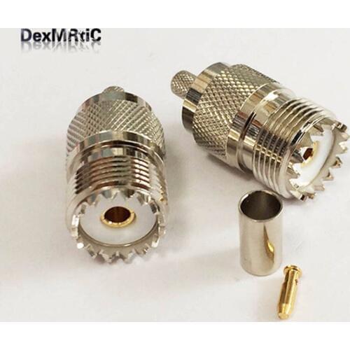 10PC UHF female jack SO239 RF Coax Connector Crimp RG58,RG142,RG400,LMR195 Straight Nickelplated NEW wholesale