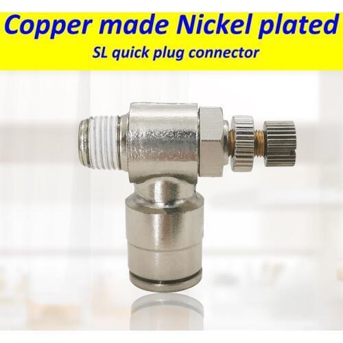 2pcs/lot Brass SL pneumatic fitting TKC-SL Hose 4/6/8/10/12mm Thread 1/8" 1/4" 3/8" 1/2" One-way speed control valve TKC-SL8-01