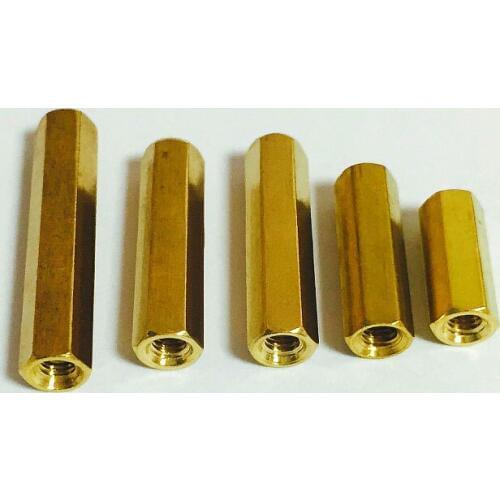 2PCS Double-Pass Pillars Flat Head Pillars Hollow Pillars Hexagonal Copper Stud Isolation Column M5*15