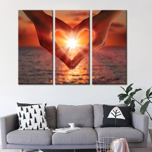 3 pieces canvas painting Beach Sunset canvas poster print for living room home decoration no frame